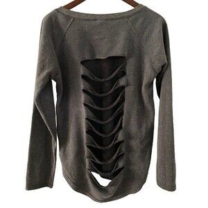 B Split Designer Boutique Women's Back Cut Detail Sweatshirt Grey Gray Size L